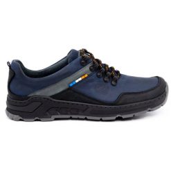 Olivier Męskie buty trekkingowe skórzane 292GT granatowe niebieskie. Niebieskie trekkingi męskie na jesień, z jeansu, bez zapięcia. Za 319.69 zł.