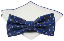 Mucha z poszetką - Chattier, Męska - Ciemnoniebieska z Motywem Kwiatowym. Niebieskie krawaty i muchy Chattier, bez wzorów, eleganckie. Za 59.00 zł.