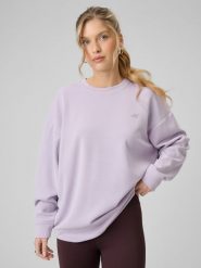4F Bluza dresowa regular z modalem damska - fioletowa L. Fioletowe bluzy damskie 4F, l, bez wzorów, z dresówki, bez ramiączek, bez kaptura. Za 189.99 zł.