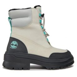 Botki Timberland. Białe botki damskie Timberland, bez wzorów, bez obcasa, na płaskiej podeszwie, bez zapięcia. Za 789.99 zł.