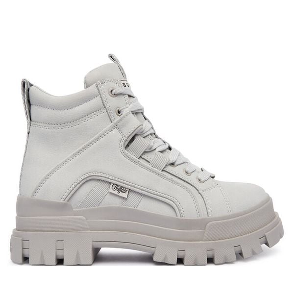 Trzewiki Buffalo. Szare botki damskie Buffalo, bez wzorów, bez obcasa, na płaskiej podeszwie, bez zapięcia. Za 569.99 zł.