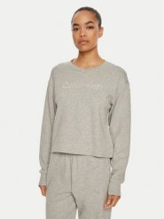 Calvin Klein Koszulka piżamowa Relaxed Crew Pullover QS7273E Szary Regular Fit. Szare koszule nocne damskie Calvin Klein, bez wzorów, z bawełny, bez ramiączek. Za 189.99 zł.