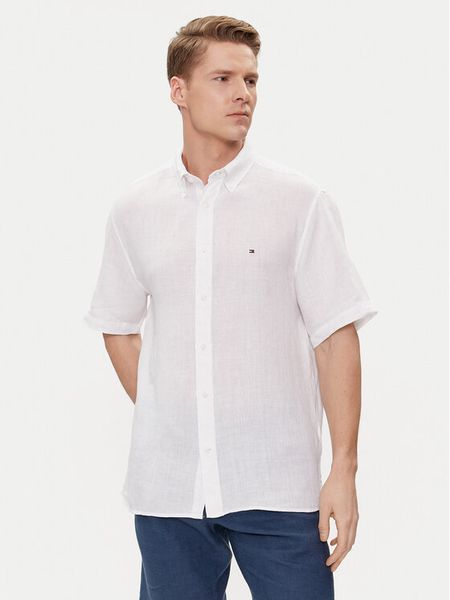 Tommy Hilfiger Koszula MW0MW35207 Biały Regular Fit. Białe koszule męskie Tommy Hilfiger, m, bez wzorów, ze lnu, bez kołnierzyka, bez ramiączek. Za 249.99 zł.