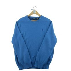 Second life - Sweter męski Pima Cotton z haftowanym koniem - Jak nowy. Niebieskie swetry męskie Ralph Lauren, l, bez wzorów, z bawełny, eleganckie, bez kołnierzyka, bez ramiączek. Za 212.96 zł.