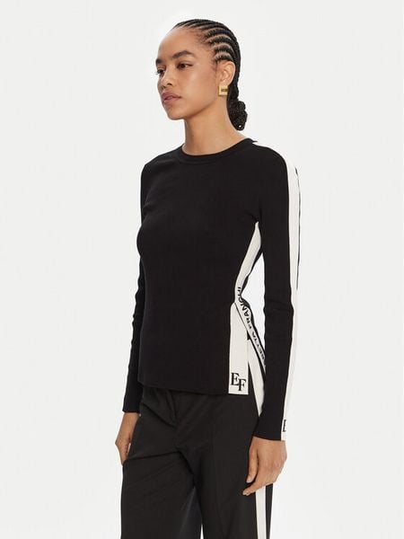 Elisabetta Franchi Sweter MK-03S-56E2-V320 Czarny Regular Fit. Czarne swetry nierozpinane damskie Elisabetta Franchi, s, bez wzorów, z wiskozy, bez kołnierzyka, bez ramiączek. Za 919.99 zł.