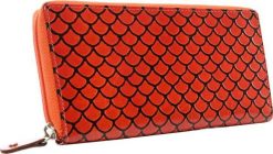 Portfel damski w typie piórnika ze zdobioną fakturą, skóra naturalna NoSize. Portfele damskie NoName, ze skóry. Za 103.54 zł.