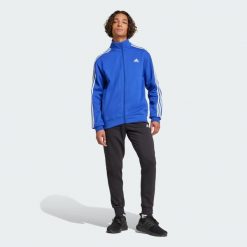 Dres Basic 3-Stripes Fleece. Niebieskie komplety dresowe męskie Adidas, xl, bez wzorów, z dresówki. W wyprzedaży za 319.20 zł.