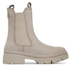 Sztyblety Tamaris. Szare botki damskie Tamaris, bez wzorów, bez obcasa, na płaskiej podeszwie, bez zapięcia. Za 499.99 zł.