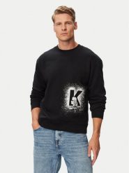 Karl Lagerfeld Jeans Bluza B3M20001 Czarny Regular Fit. Czarne bluzy męskie Karl Lagerfeld Jeans, l, bez wzorów, z bawełny, bez ramiączek, bez kaptura. Za 429.99 zł.