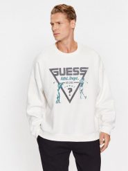 Guess Bluza Z3BQ08 KBXX1 Biały Regular Fit. Białe bluzy męskie Guess, m, z aplikacjami, z bawełny, bez ramiączek, bez kaptura. Za 269.99 zł.
