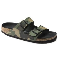 Klapki męskie Birkenstock Arizona BS regular. Zielone klapki męskie Birkenstock, bez wzorów, z materiału, bez zapięcia. Za 287.00 zł.