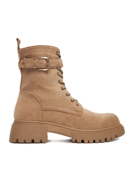 DeeZee Trzewiki 5699 Beżowy. Brązowe botki damskie DeeZee, bez wzorów, z materiału, bez obcasa, na płaskiej podeszwie, bez zapięcia. Za 159.99 zł.