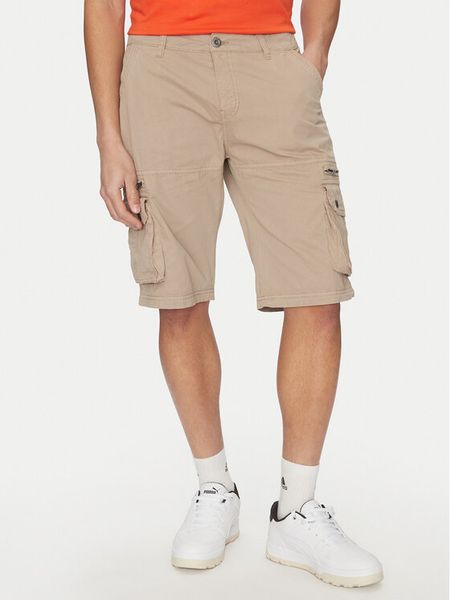 Alpha Industries Szorty materiałowe 136250 Beżowy Regular Fit. Brązowe szorty męskie Alpha Industries, bez wzorów, z bawełny. Za 219.00 zł.