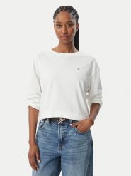 Tommy Hilfiger Bluzka Jersey UW0UW06593 Biały Regular Fit. Białe bluzki damskie Tommy Hilfiger, l, bez wzorów, z bawełny, bez kołnierzyka, bez ramiączek. Za 160.99 zł.