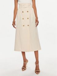 TWINSET Spódnica trapezowa 241TT2055 Beżowy Regular Fit. Brązowe spódnice damskie Twinset, bez wzorów, z bawełny, trapezowe. Za 799.99 zł.