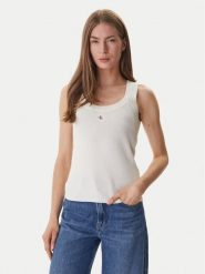 Calvin Klein Jeans Top LV047F355G Beżowy Slim Fit. Brązowe topy damskie Calvin Klein Jeans, m, bez wzorów, z bawełny, bez kołnierzyka, bez ramiączek. Za 329.99 zł.