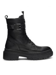 Lasocki Trzewiki WI16-14097-06 Czarny. Czarne botki damskie Lasocki, bez wzorów, ze skóry, bez obcasa, na płaskiej podeszwie, bez zapięcia. Za 189.99 zł.