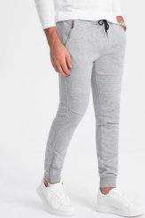 Ombre Spodnie męskie dresowe typu jogger - szary melanż V2 OM-PASK-22FW-004 XL. Szare spodnie sportowe męskie Ombre, m, bez wzorów, z dresówki. Za 69.99 zł.
