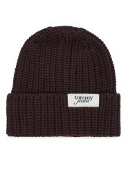 Tommy Hilfiger Czapka Script AW0AW18972 Brązowy ciemny. Brązowe czapki damskie Tommy Hilfiger, na zimę, bez wzorów, z bawełny. Za 189.99 zł.