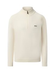 BOSS Green sweter z dzianiny z wełną pierwotną - Momentum Mężczyźni Sztuczne włókno beżowy|biały, XXL. Białe swetry męskie BOSS Green, m, bez wzorów, z dzianiny, eleganckie, bez kołnierzyka, bez ramiączek. Za 429.95 zł.