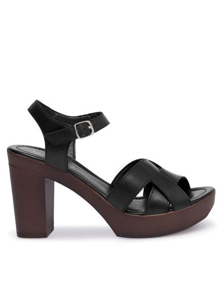 Lasocki Sandały EST-2025N-07 Czarny. Czarne sandały damskie Lasocki, bez wzorów, ze skóry, bez obcasa, na słupku, bez zapięcia. Za 179.99 zł.