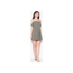 Sukienka VT055 Oliwka. Zielone sukienki damskie Venaton, xl, bez wzorów, z tkaniny, eleganckie, bez kołnierzyka, bez ramiączek, mini. Za 149.00 zł.