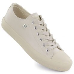 Trampki niskie damskie ekoskóra beżowe Big Star TT274019. Brązowe trampki i tenisówki damskie BIG STAR, bez wzorów, z tkaniny, bez zapięcia. Za 149.99 zł.