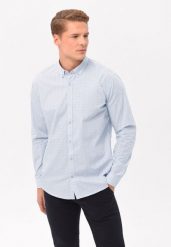 Bawełniana koszula casual K-ORTO. Niebieskie koszule męskie Volcano, l, bez wzorów, z bawełny, casualowe, bez kołnierzyka, bez ramiączek. Za 139.99 zł.