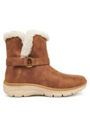 Skechers Botki Easy Going 168045/CSNT Brązowy. Brązowe botki damskie Skechers, bez wzorów, ze skóry, bez obcasa, na płaskiej podeszwie, bez zapięcia. Za 379.99 zł.