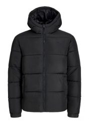 Kurtka puchowa JJ REBEL. Czarne kurtki męskie bonprix, m, bez wzorów, z puchu, z kapturem. Za 169.99 zł.