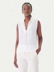 Rinascimento Bluzka CFC0127446003 Biały Regular Fit. Białe bluzki damskie Rinascimento, m, bez wzorów, z syntetyku, bez kołnierzyka, bez ramiączek. Za 279.99 zł.