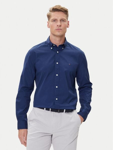 Tommy Hilfiger Koszula MW0MW37550 Granatowy Regular Fit. Niebieskie koszule męskie Tommy Hilfiger, m, bez wzorów, z bawełny, bez kołnierzyka, bez ramiączek. Za 219.99 zł.