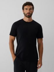 4F T-shirt regular z antybakteryjnym wykończeniem Polygiene męski - czarny XL. Czarne t-shirty męskie 4F, l, bez wzorów, z dzianiny, bez kołnierzyka, bez ramiączek. Za 69.99 zł.