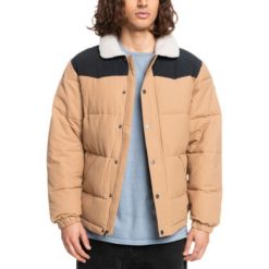 Kurtka zimowa męska Quiksilver Colourblock Puffer Jacket. Brązowe kurtki męskie Quiksilver, na zimę, m, bez wzorów, z bawełny, bez kaptura. Za 326.00 zł.