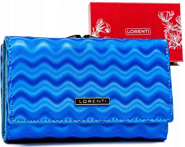 Portfel skórzany fale Lorenti 55020-WAV niebieski. Niebieskie portfele damskie LORENTI, ze skóry. Za 86.99 zł.