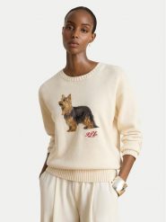 LAUREN RALPH LAUREN Sweter 200B27841001 Beżowy jasny Relaxed Fit. Brązowe swetry nierozpinane damskie Lauren Ralph Lauren, xxl, bez wzorów, z bawełny, bez kołnierzyka, bez ramiączek. Za 1,018.99 zł.