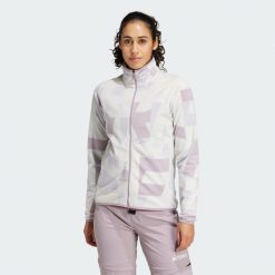 Bluza Terrex Multi Printed Full-Zip Fleece. Brązowe bluzy damskie Adidas, s, bez wzorów, z materiału, sportowe, bez ramiączek, bez kaptura. Za 299.00 zł.