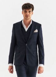PAKO LORENTE – Granatowa marynarka garniturowa w kratę Windowpane. Garnitury męskie Pako Lorente, m, bez wzorów, z wiskozy. Za 699.99 zł.