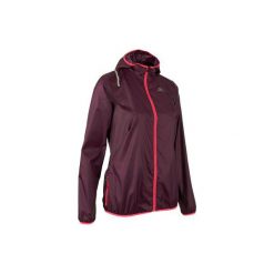 Kurtka do biegania RUN WIND damska. Fioletowe kurtki sportowe damskie KALENJI, bez wzorów, z materiału, bez ramiączek, bez kaptura, do biegania. W wyprzedaży za 39.99 zł.