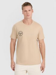 4F T-shirt regular z nadrukiem męski - brązowy XXL. Brązowe koszulki sportowe męskie 4F, m, bez wzorów, z bawełny, bez ramiączek. Za 49.99 zł.