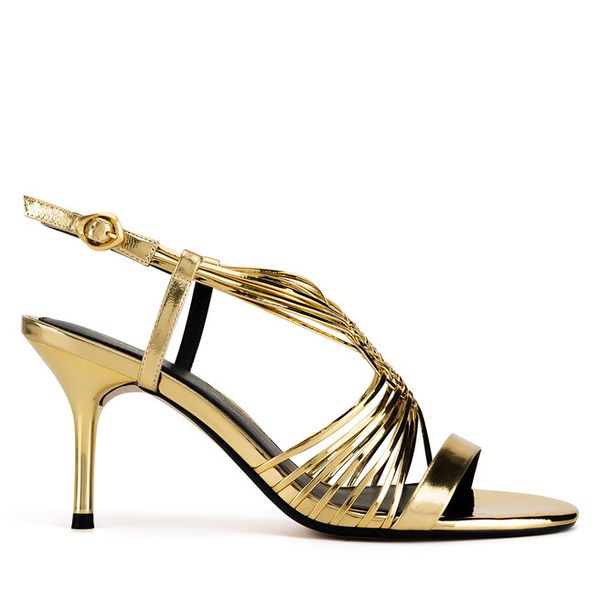 Sandały GINO ROSSI. Żółte sandały damskie Gino Rossi, bez wzorów, bez obcasa, na szpilce, bez zapięcia. Za 379.99 zł.