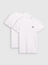 4F T-shirt slim gładki męski (2-pack) - biały XL. Białe t-shirty męskie 4F, m, bez wzorów, z bawełny, bez kołnierzyka, bez ramiączek. Za 99.99 zł.