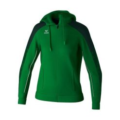 Damska bluza dresowa z kapturem Erima Evo Star. Zielone bluzy damskie Erima, bez wzorów, z dresówki, eleganckie, bez ramiączek, z kapturem. Za 263.00 zł.