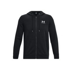 Czarna Bluza Under Armour Essential Fleece Fz Hood Dorosłych. Białe bluzy męskie Under Armour, s, bez wzorów, bez kaptura, na fitness i siłownię. Za 310.05 zł.