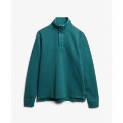 Bluza z pół zamkiem błyskawicznym Superdry Cotton Classic Pique Henley. Zielone bluzy męskie Superdry, m, bez wzorów, casualowe, bez ramiączek, bez kaptura. Za 309.55 zł.