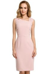 Sukienka elegancka ołówkowa z asymetrycznym dekoltem pudrowy róż. Czerwone sukienki damskie Sukienki.shop, do pracy, l, bez wzorów, z materiału, biznesowe, z asymetrycznym kołnierzem, bez ramiączek, midi, asymetryczne. W wyprzedaży za 174.00 zł.