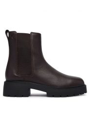 Calvin Klein Sztyblety Chunky Chelsea Boot Lth YW0YW02072 Bordowy. Czerwone botki damskie Calvin Klein, bez wzorów, ze skóry, bez obcasa, na płaskiej podeszwie, bez zapięcia. Za 699.99 zł.
