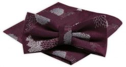 Męska Mucha z Poszetką Alties - Bordowa w Kwiaty. Czerwone krawaty i muchy Alties, bez wzorów, eleganckie. Za 54.00 zł.