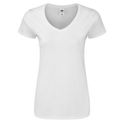 Koszulka Damska Iconic 140 Z Dekoltem V. Białe bluzki damskie fruit of the loom, xs, bez wzorów, sportowe, bez kołnierzyka, bez ramiączek. Za 35.99 zł.