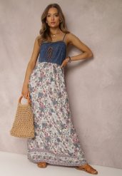 Beżowa Sukienka Tarain. Brązowe sukienki damskie Renee, na imprezę, na lato, l, bez wzorów, z jeansu, boho, bez kołnierzyka, bez ramiączek, maxi, dopasowane. Za 69.99 zł.